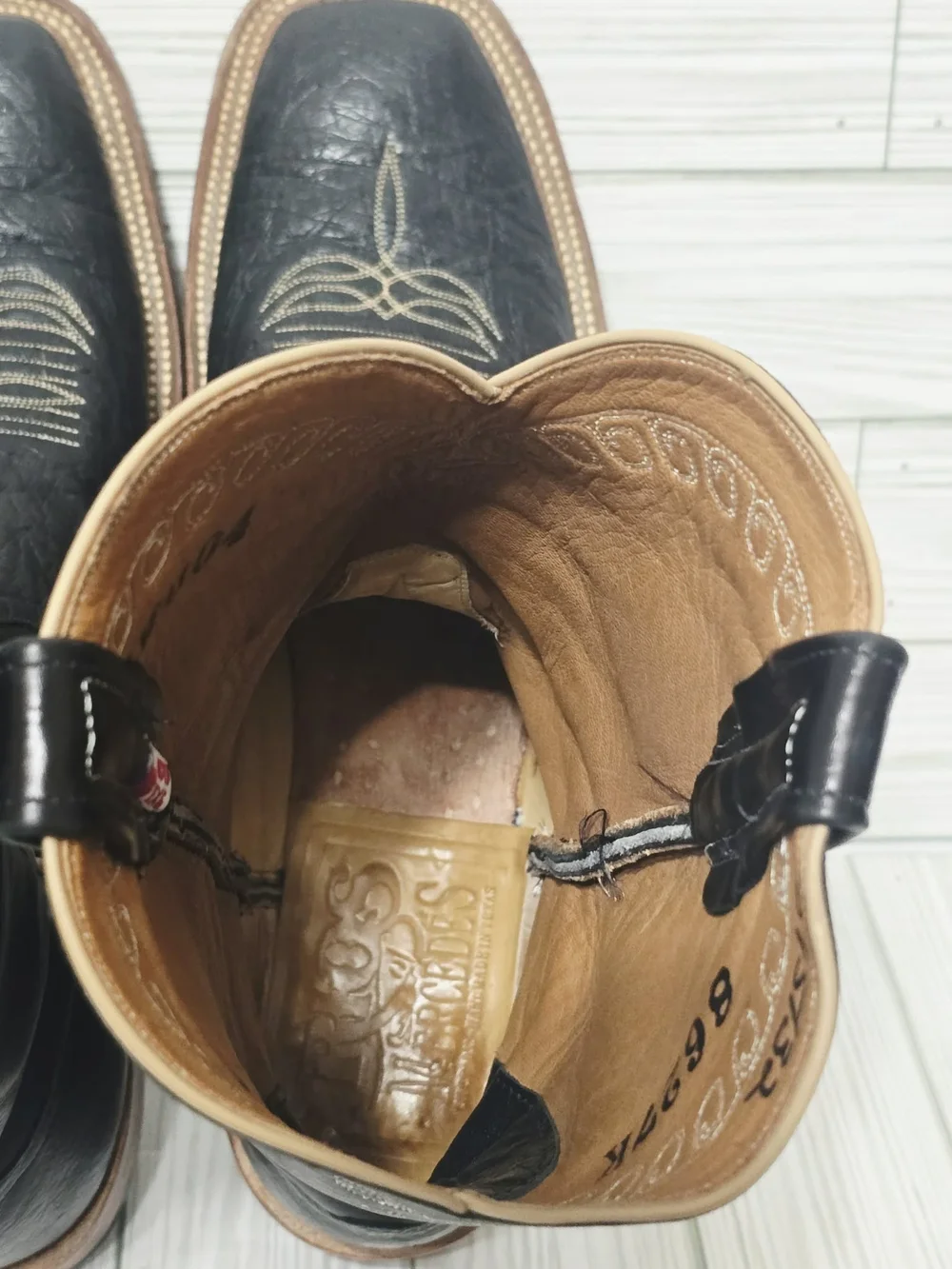 Rios of Mercedes Black Leather Cowboy Boots 9 D
